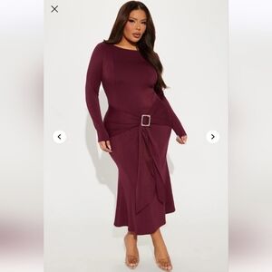 Fashion Nova Move With Grace Ponte Midi Dress - Wine Size 1X(14/16) (EUC)